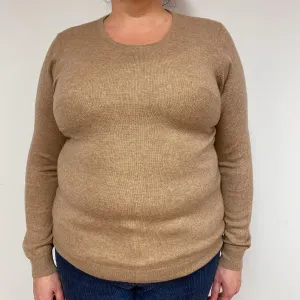 Fudge Brown Cashmere Crew Neck Jumper Extra Large