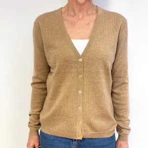 Fudge Brown Cashmere V-Neck Cardigan Medium