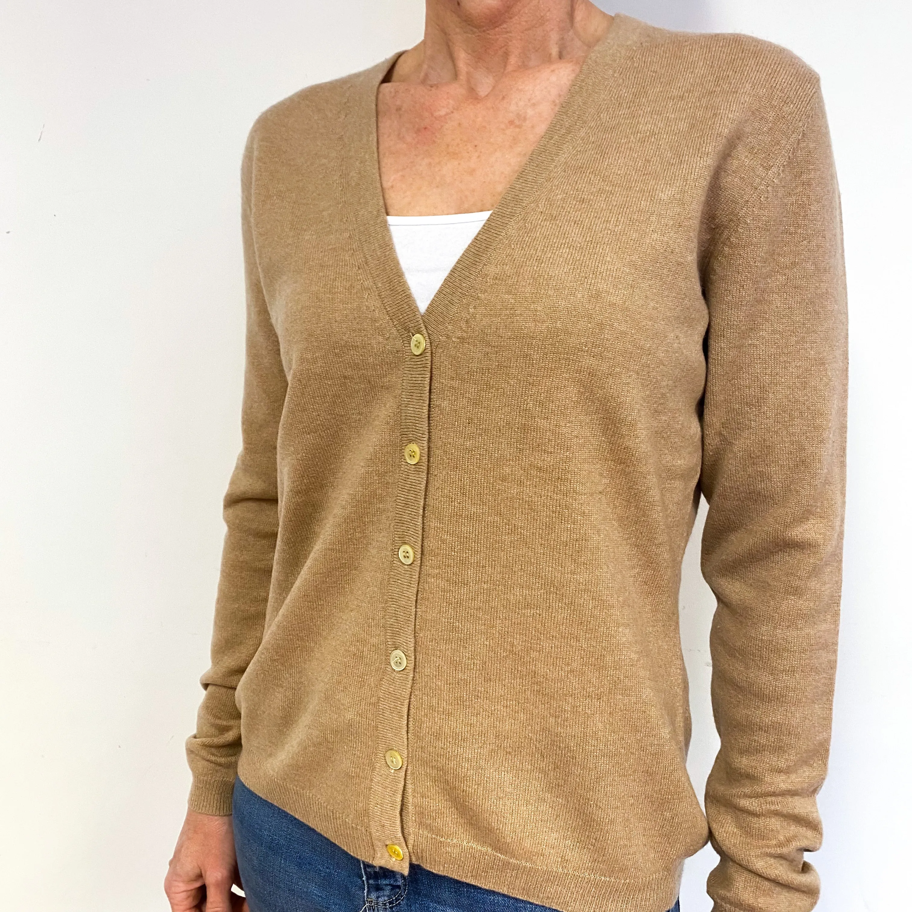 Fudge Brown Cashmere V-Neck Cardigan Medium