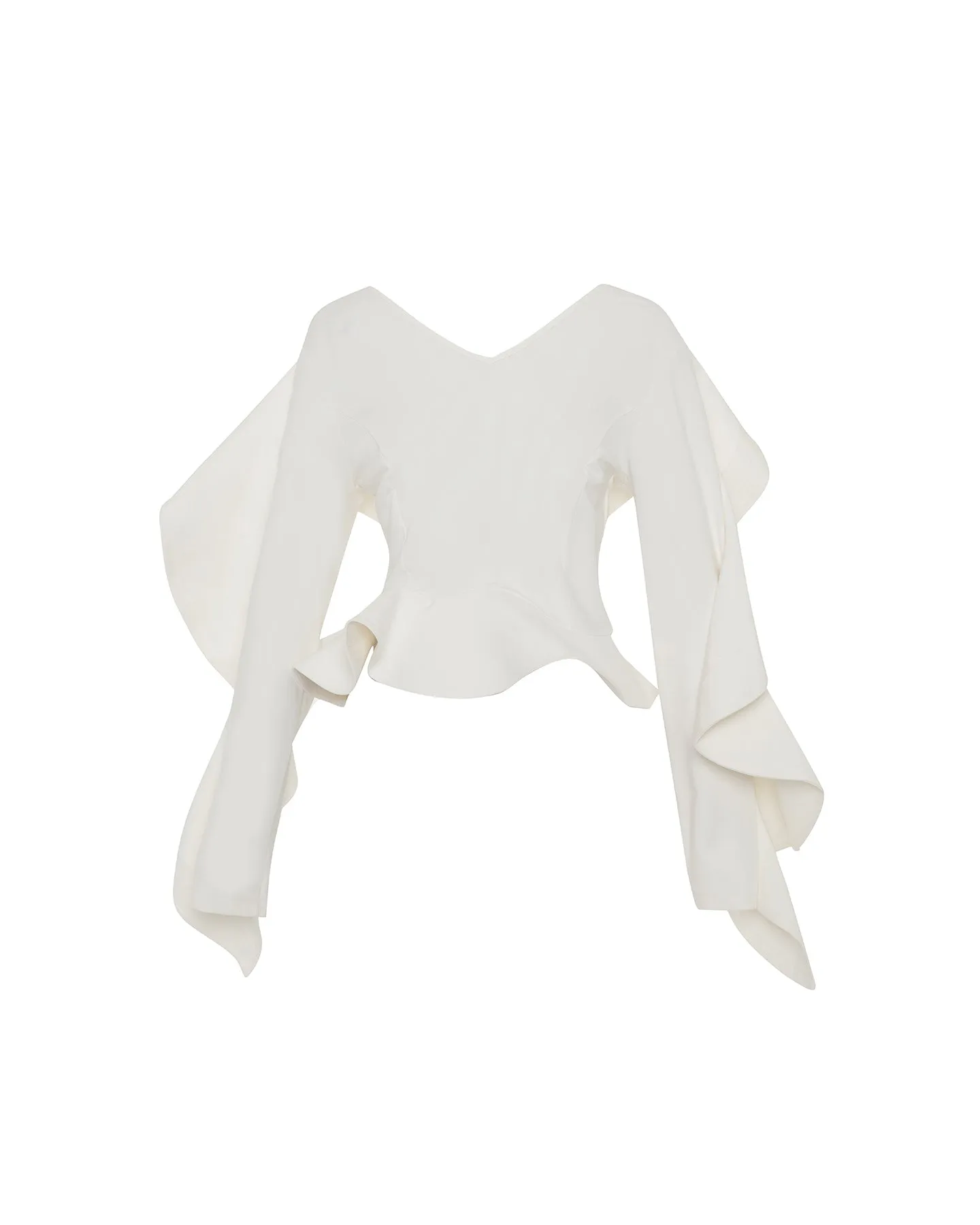 Gaia Ruffle Shoulder V-Neck Top