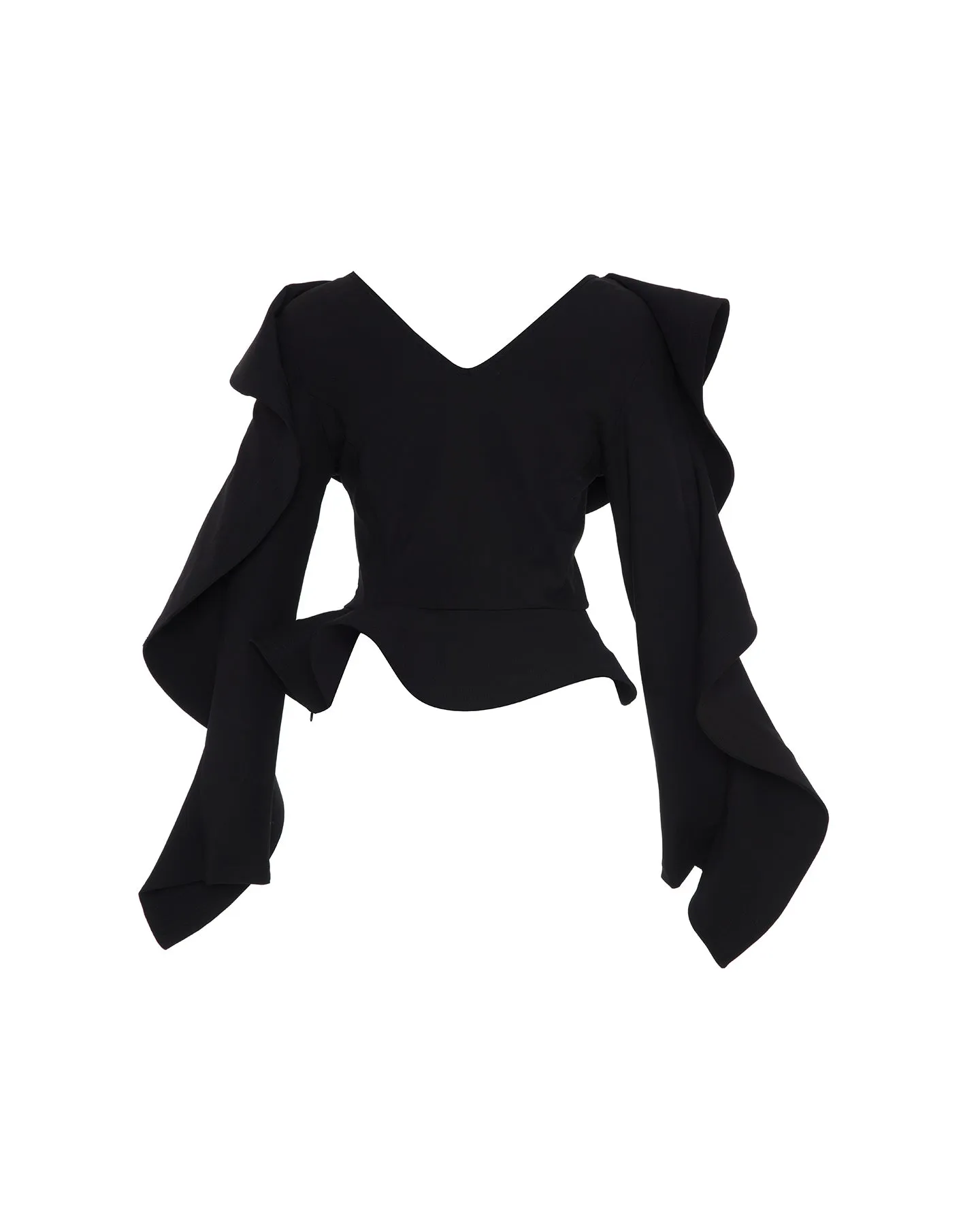 Gaia Ruffle Shoulder V-Neck Top