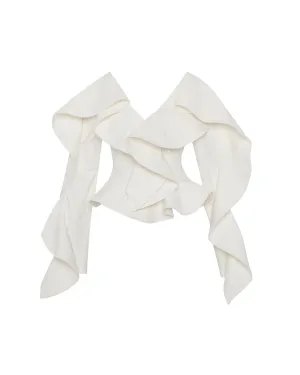 Gaia Ruffle Shoulder V-Neck Top