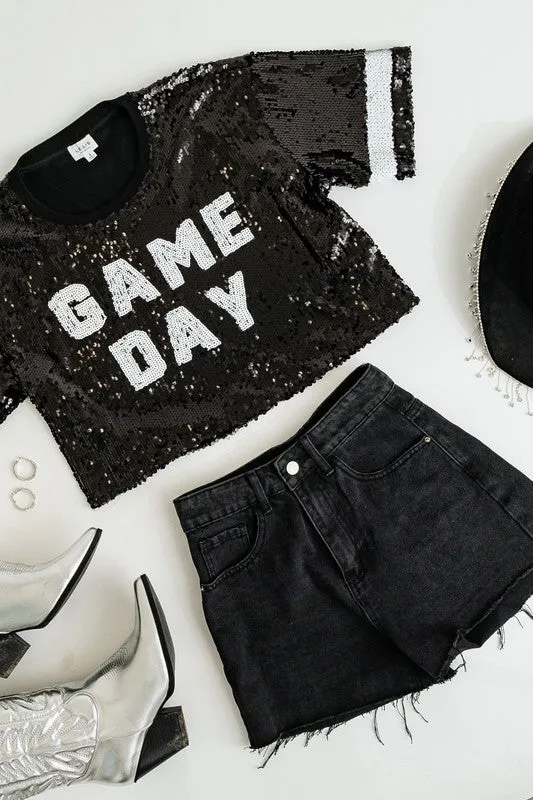 GAME DAY Sequin Crop Top