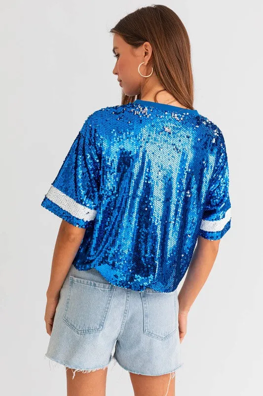GAME DAY Sequin Crop Top