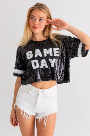 GAME DAY Sequin Crop Top