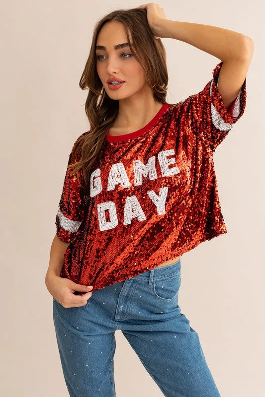 GAME DAY Sequin Crop Top