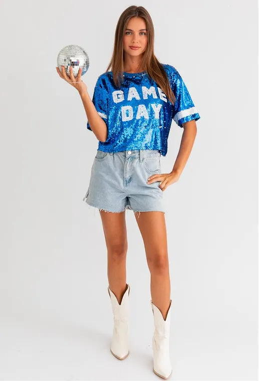 GAME DAY Sequin Crop Top