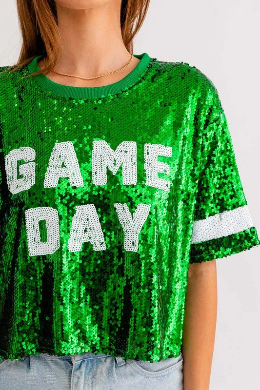 GAME DAY Sequin Crop Top