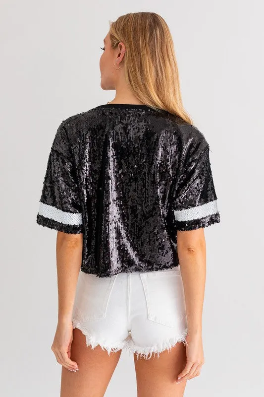 GAME DAY Sequin Crop Top