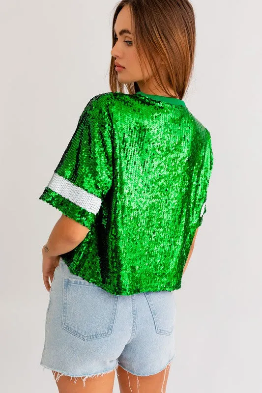 GAME DAY Sequin Crop Top