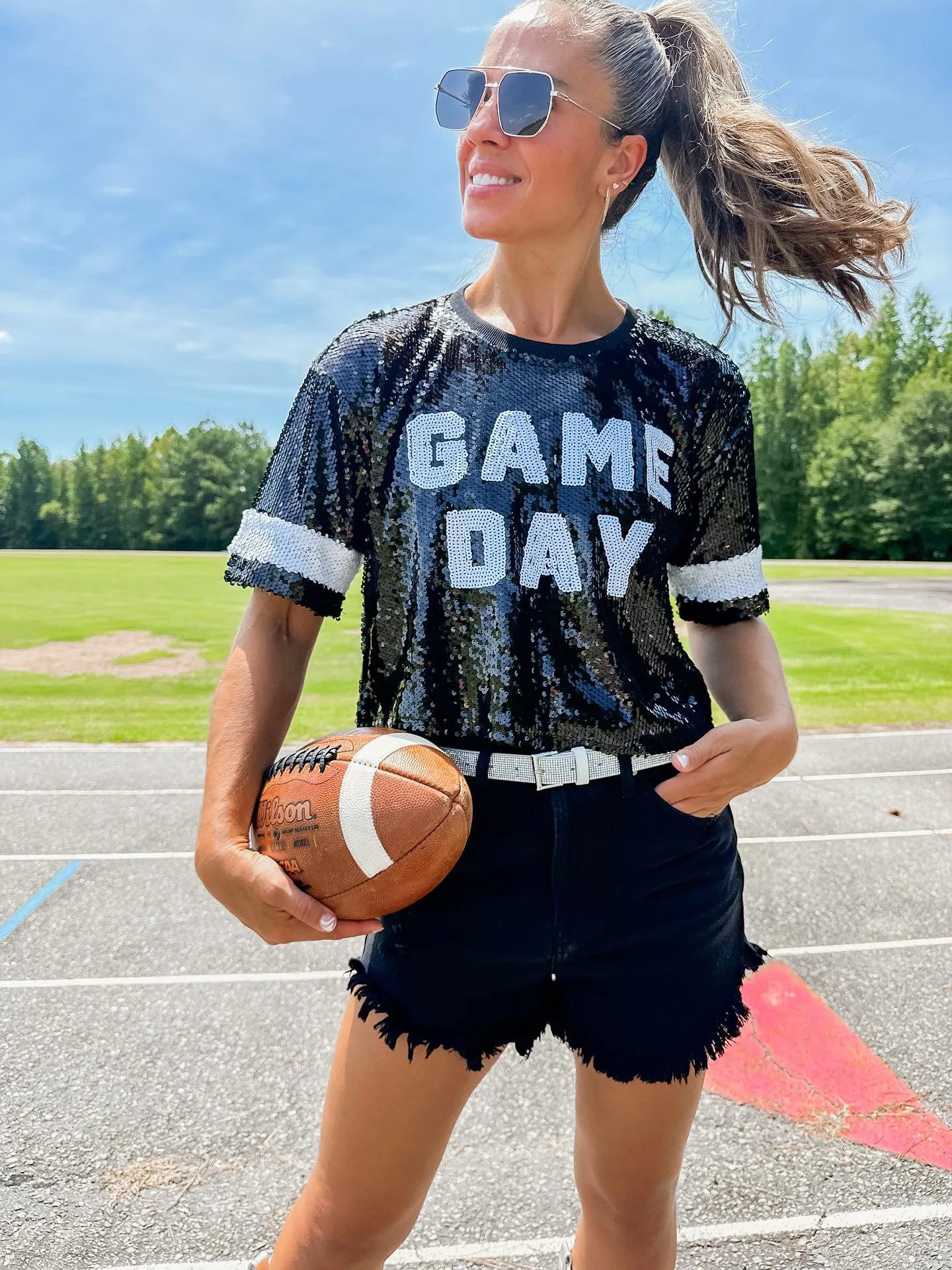 GAME DAY Sequin Crop Top