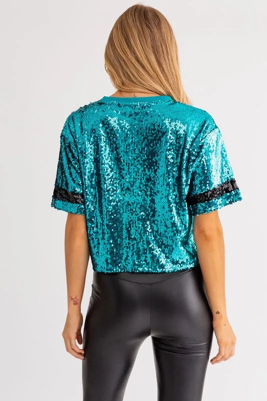 GAME DAY Sequin Crop Top