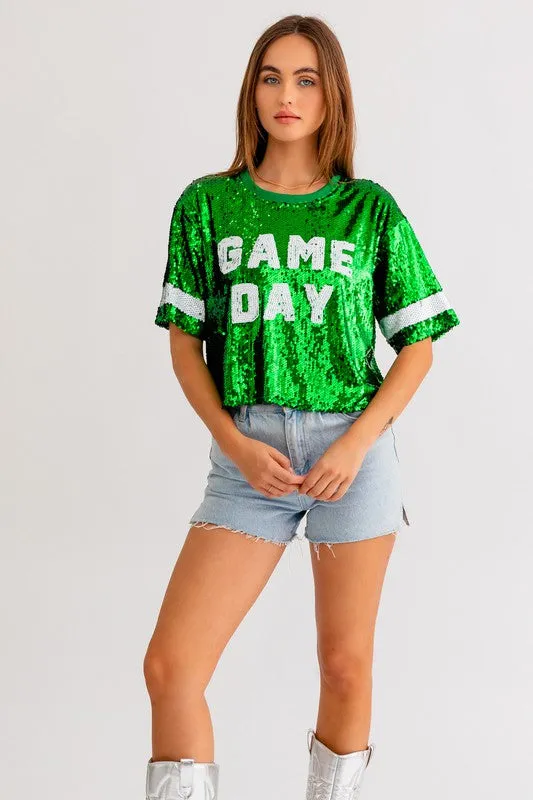 GAME DAY Sequin Crop Top