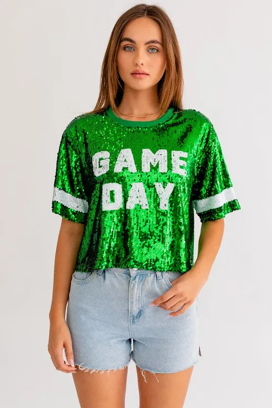 GAME DAY Sequin Crop Top