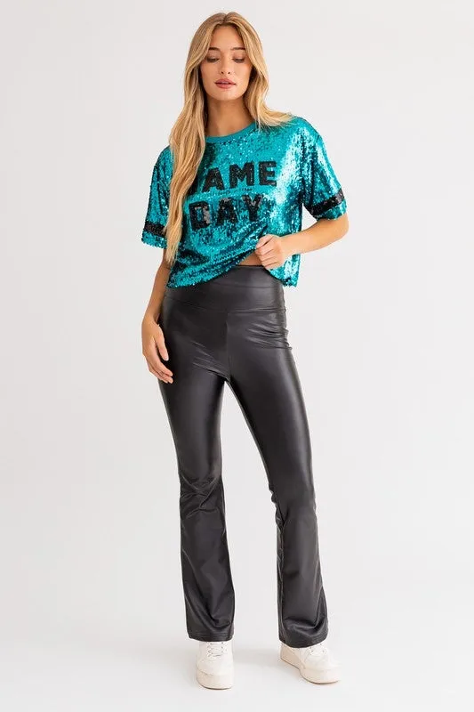 GAME DAY Sequin Crop Top