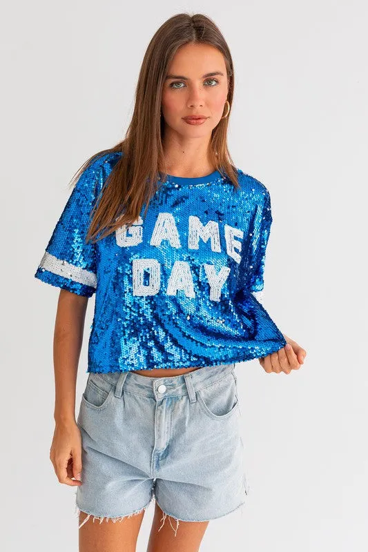 GAME DAY Sequin Crop Top