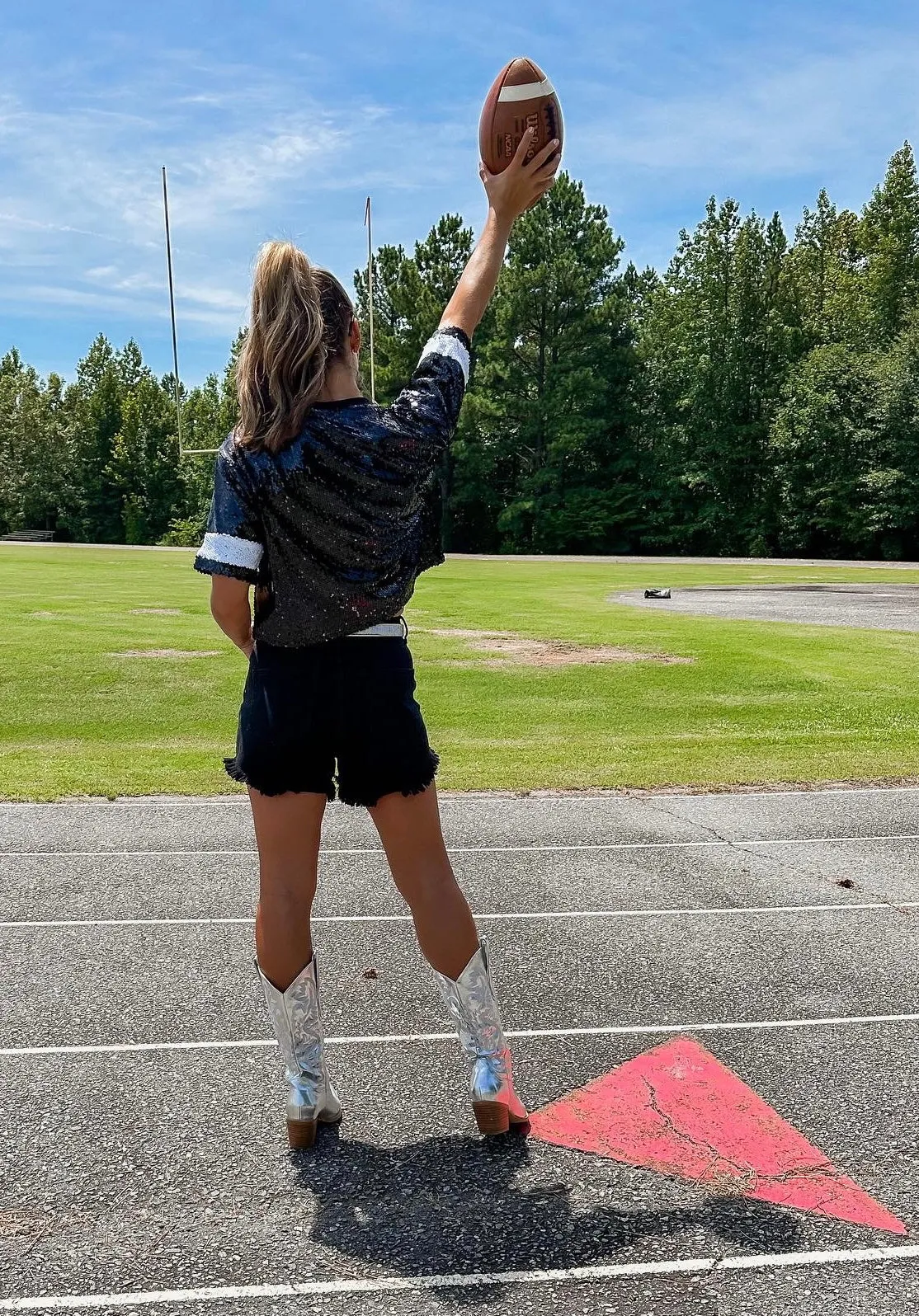 GAME DAY Sequin Crop Top