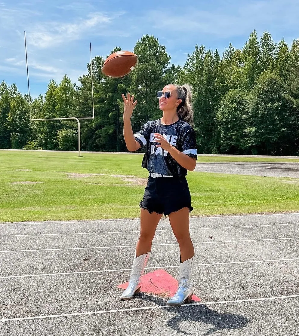 GAME DAY Sequin Crop Top