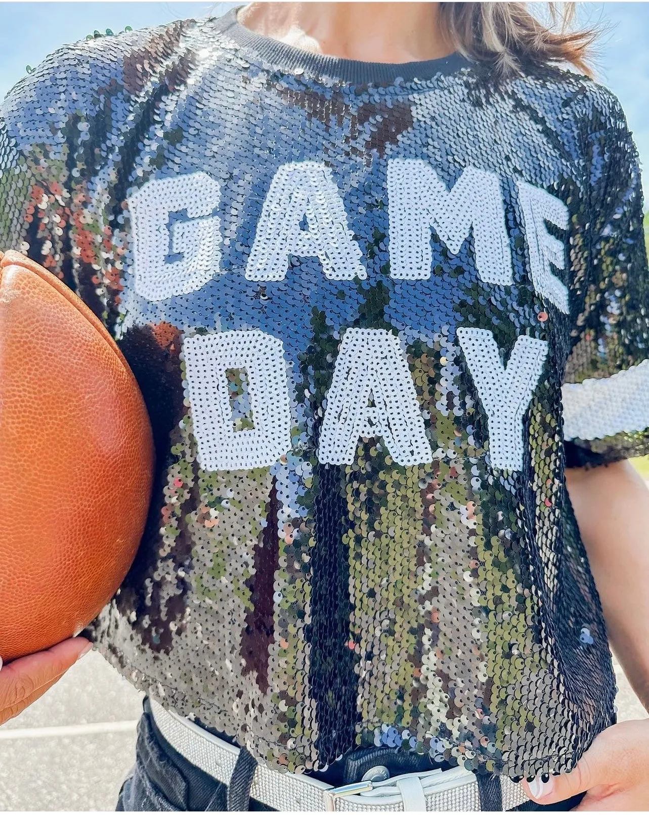 GAME DAY Sequin Crop Top