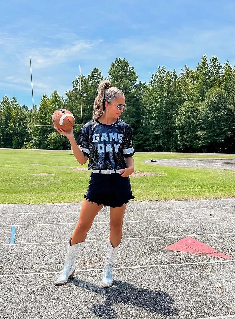 GAME DAY Sequin Crop Top
