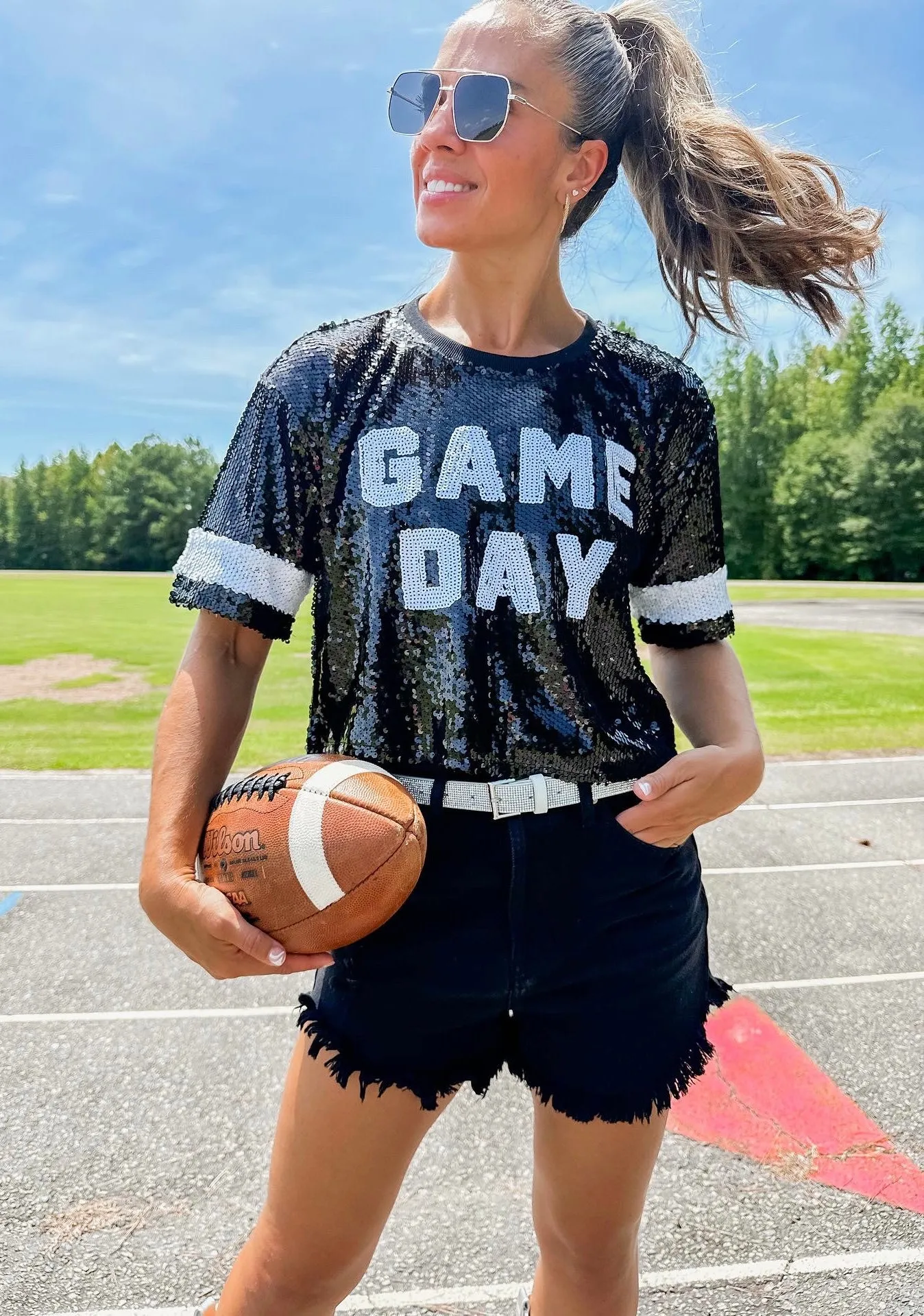 GAME DAY Sequin Crop Top