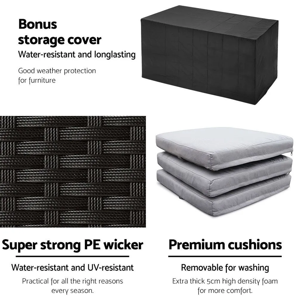 Gardeon Seven Piece Outdoor Bar Table Set - Black