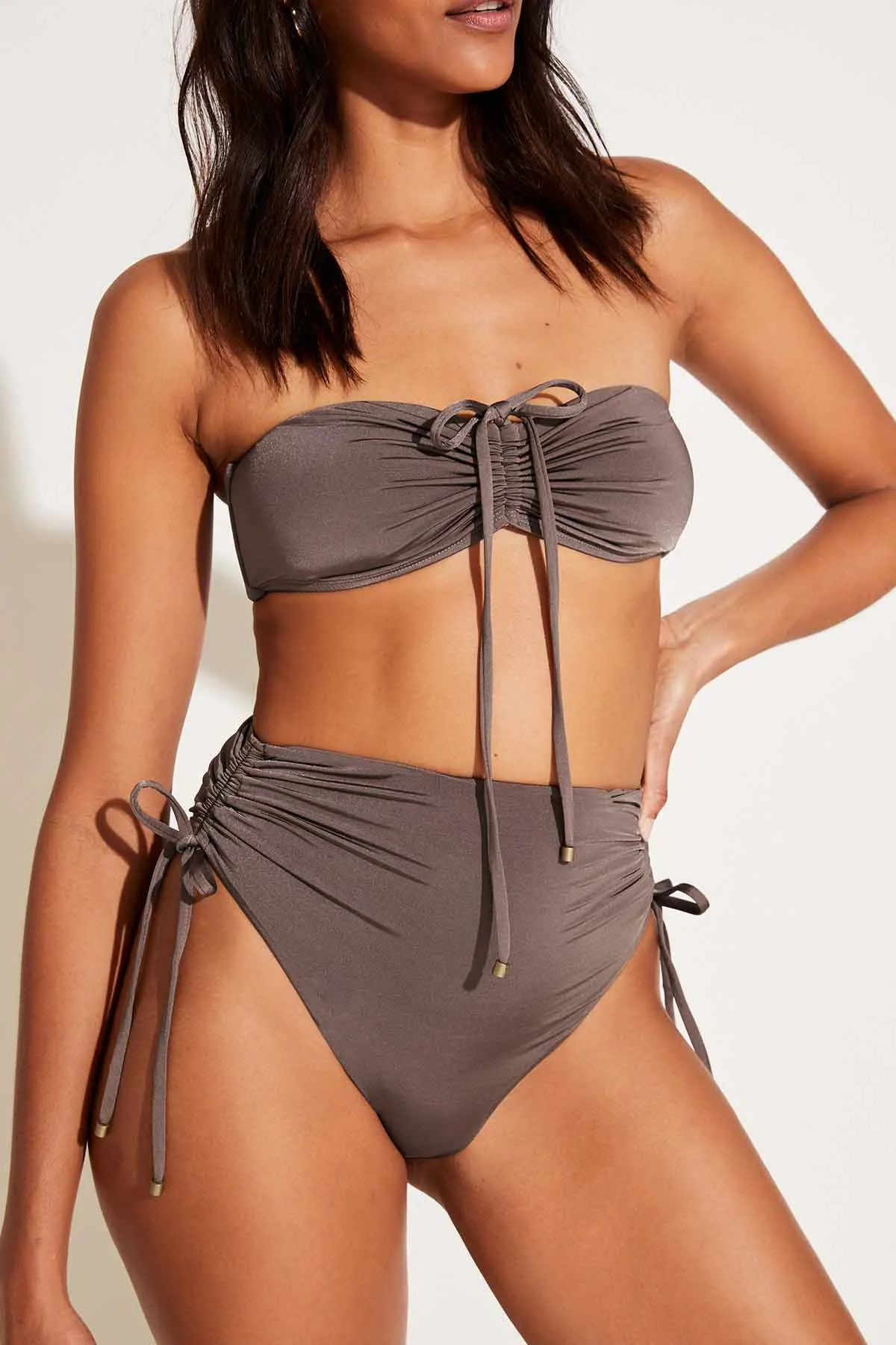 Gemma Ruched Bandeau Top - Mineral Shimmer EcoLux