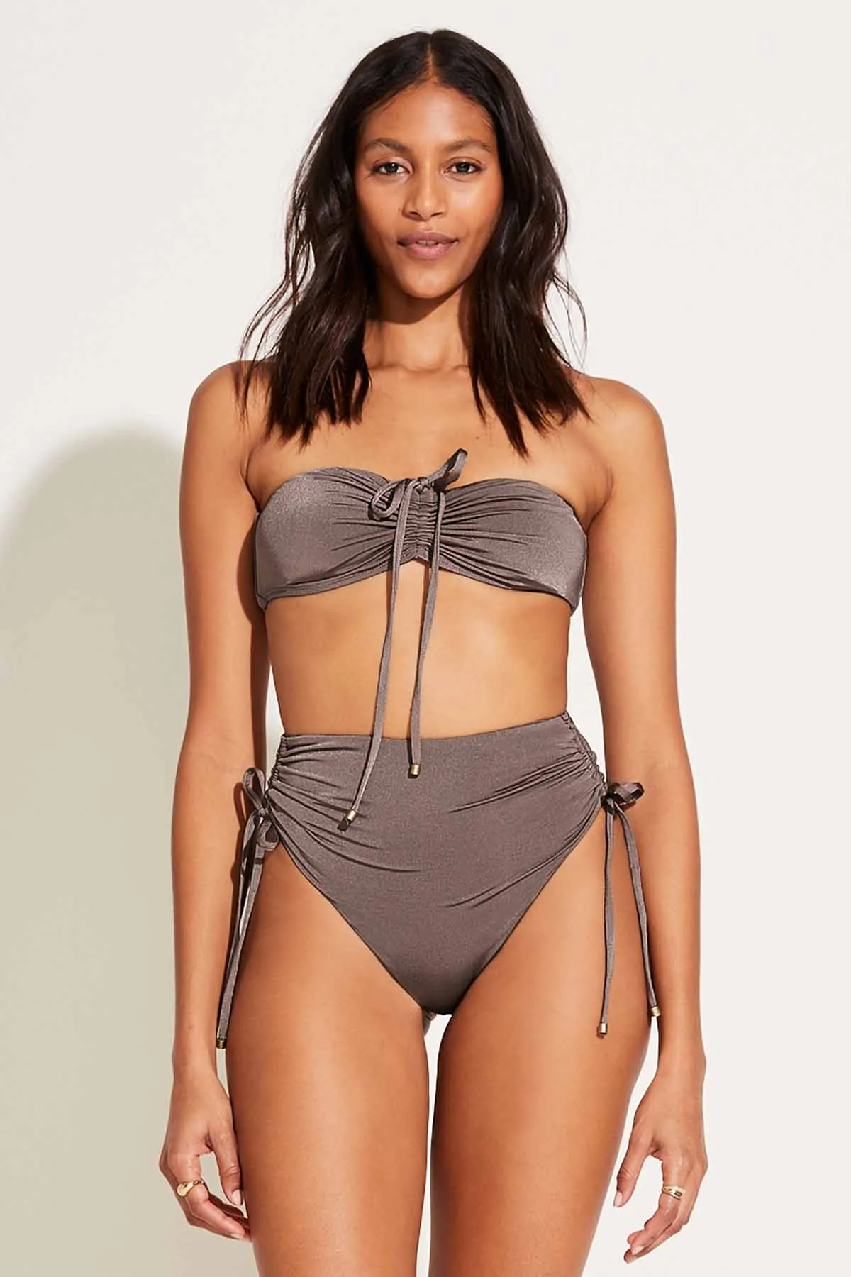 Gemma Ruched Bandeau Top - Mineral Shimmer EcoLux