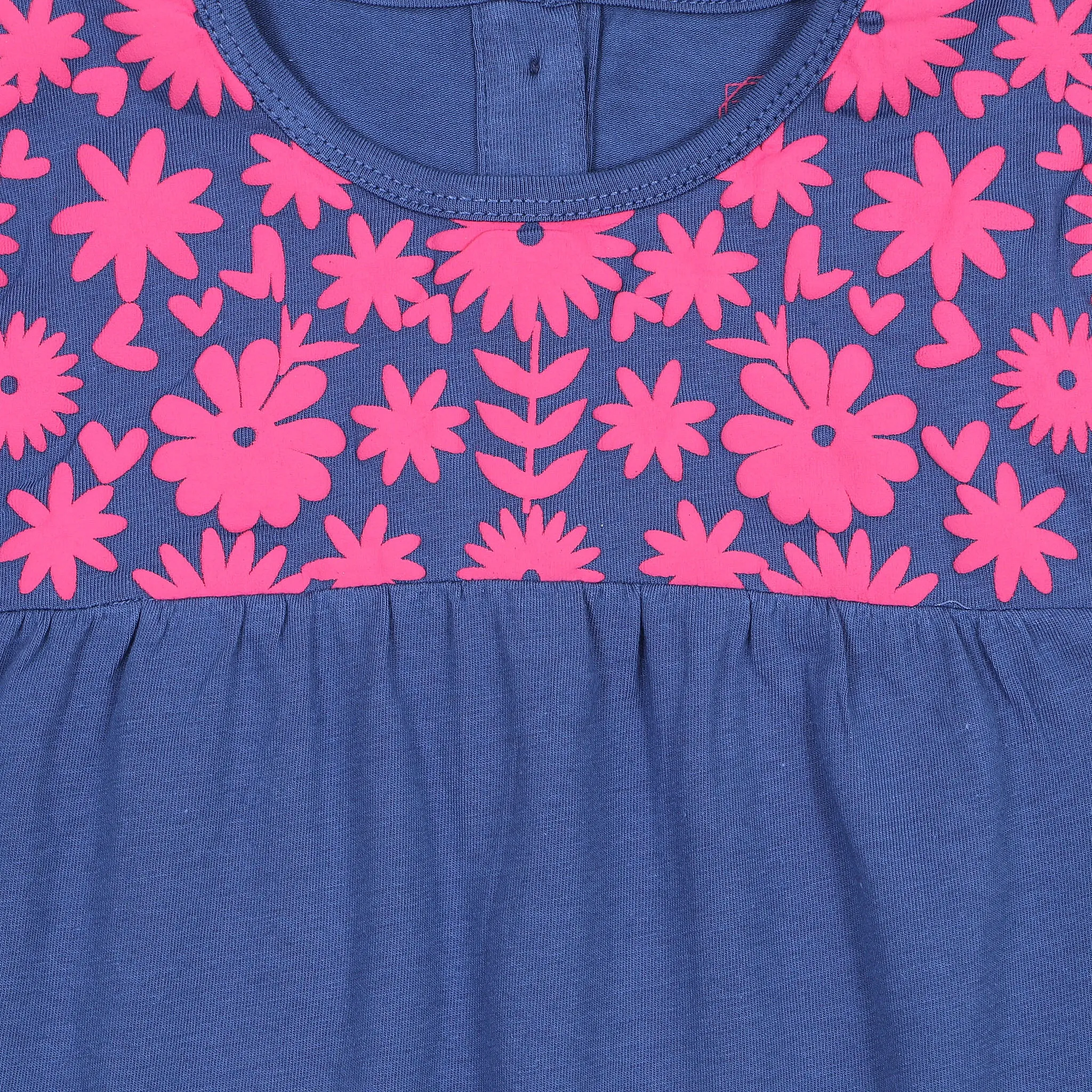 Girls Flower Print Flared Top