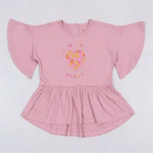 Girls Heart Frill Hem Top