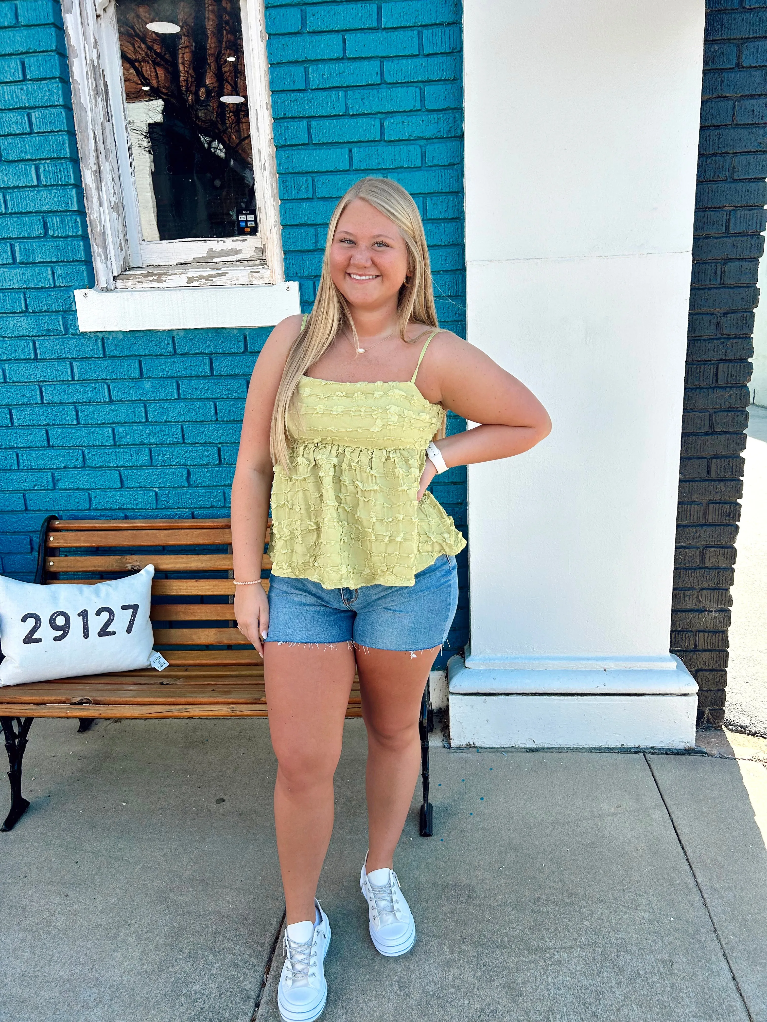 GLAM Lime Babydoll Top