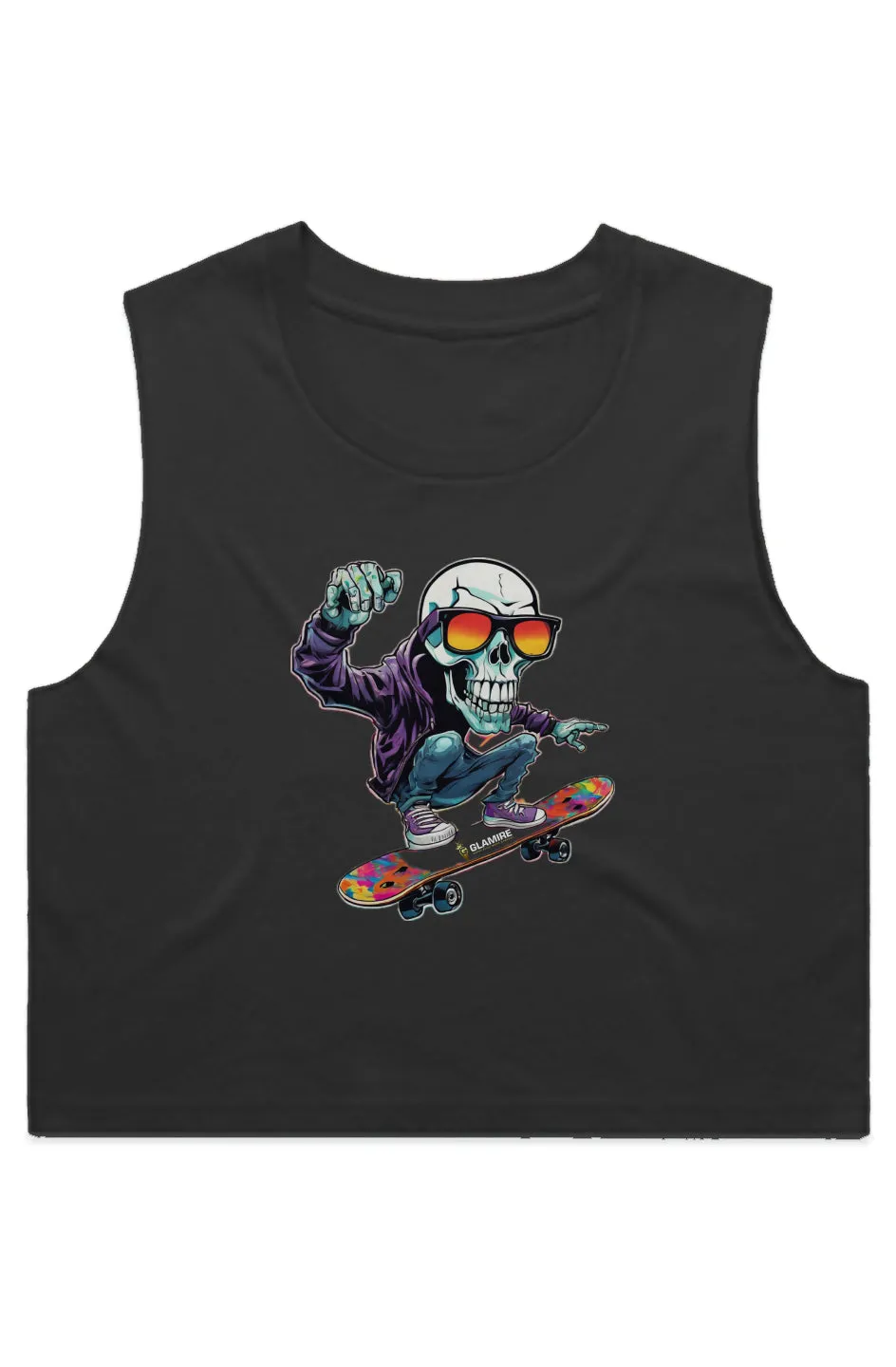 Glamire Women's Skater Skull Crop Tank