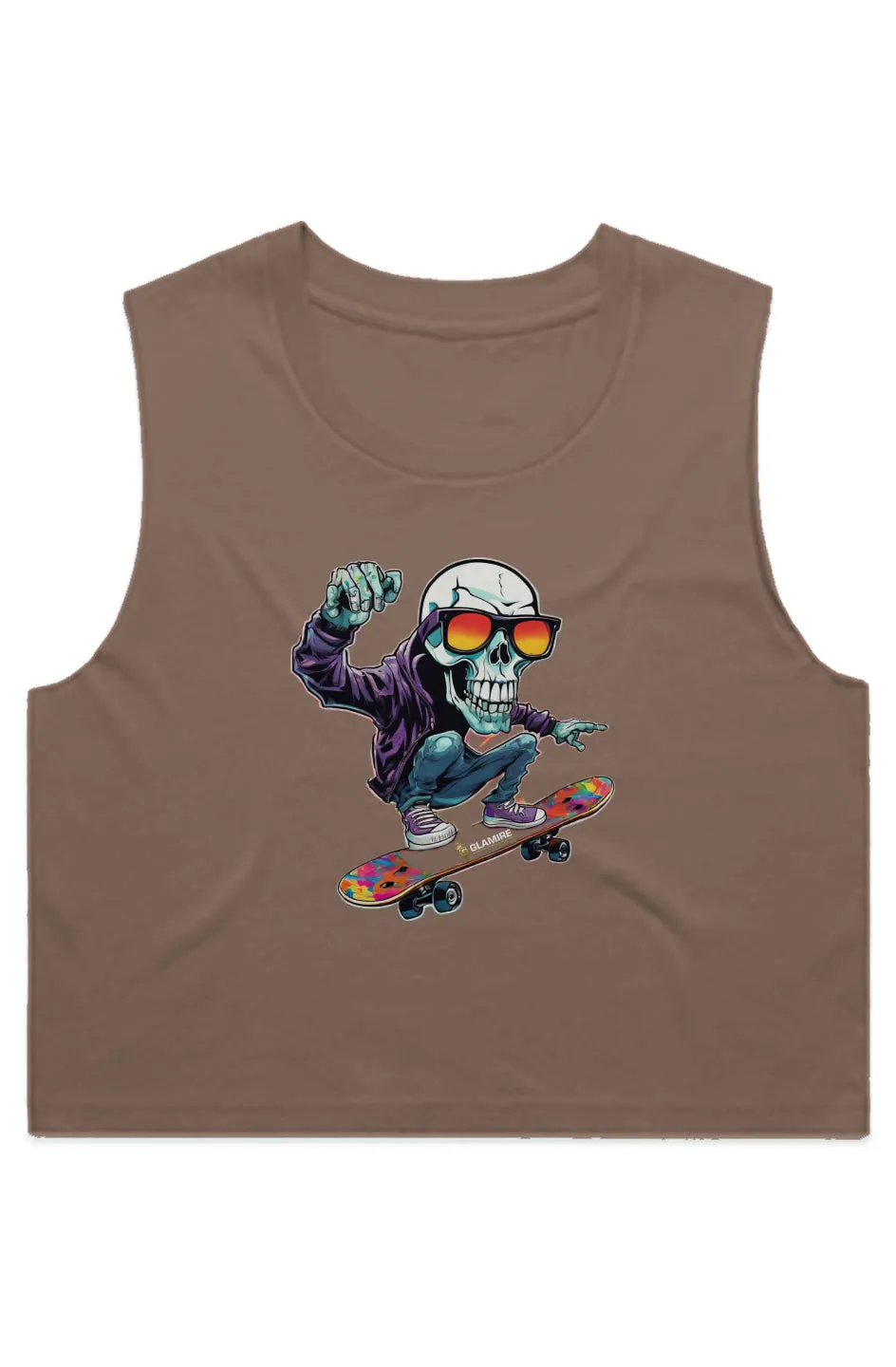 Glamire Women's Skater Skull Crop Tank