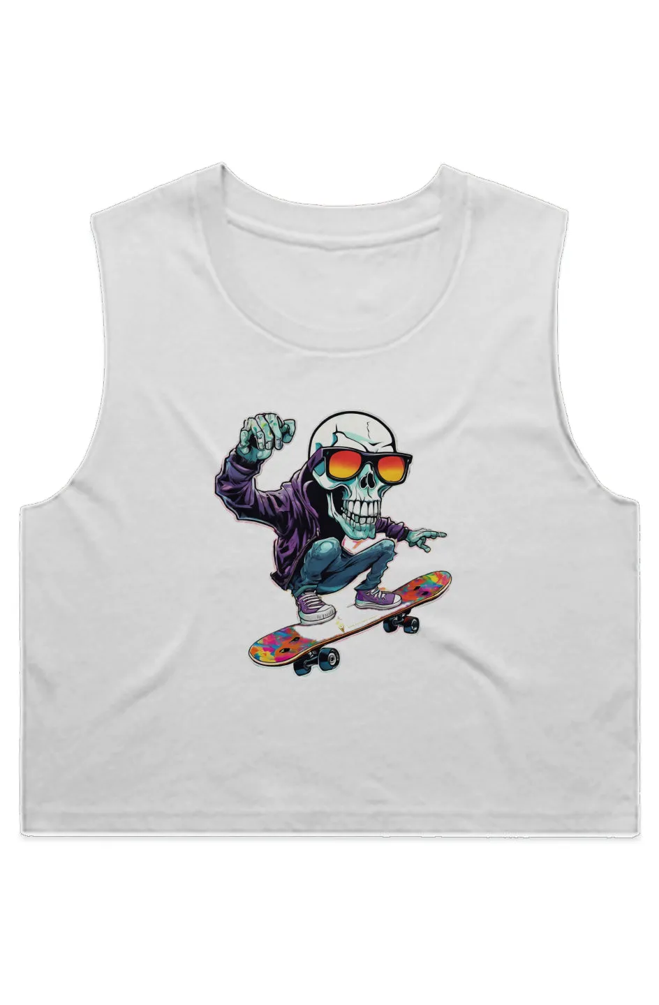 Glamire Women's Skater Skull Crop Tank