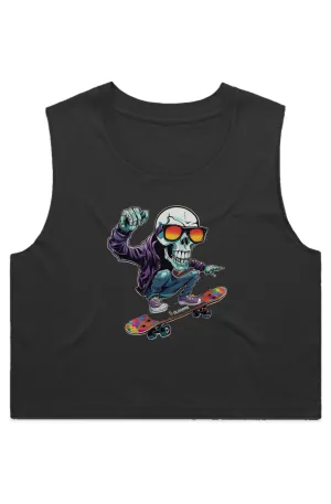 Glamire Women's Skater Skull Crop Tank