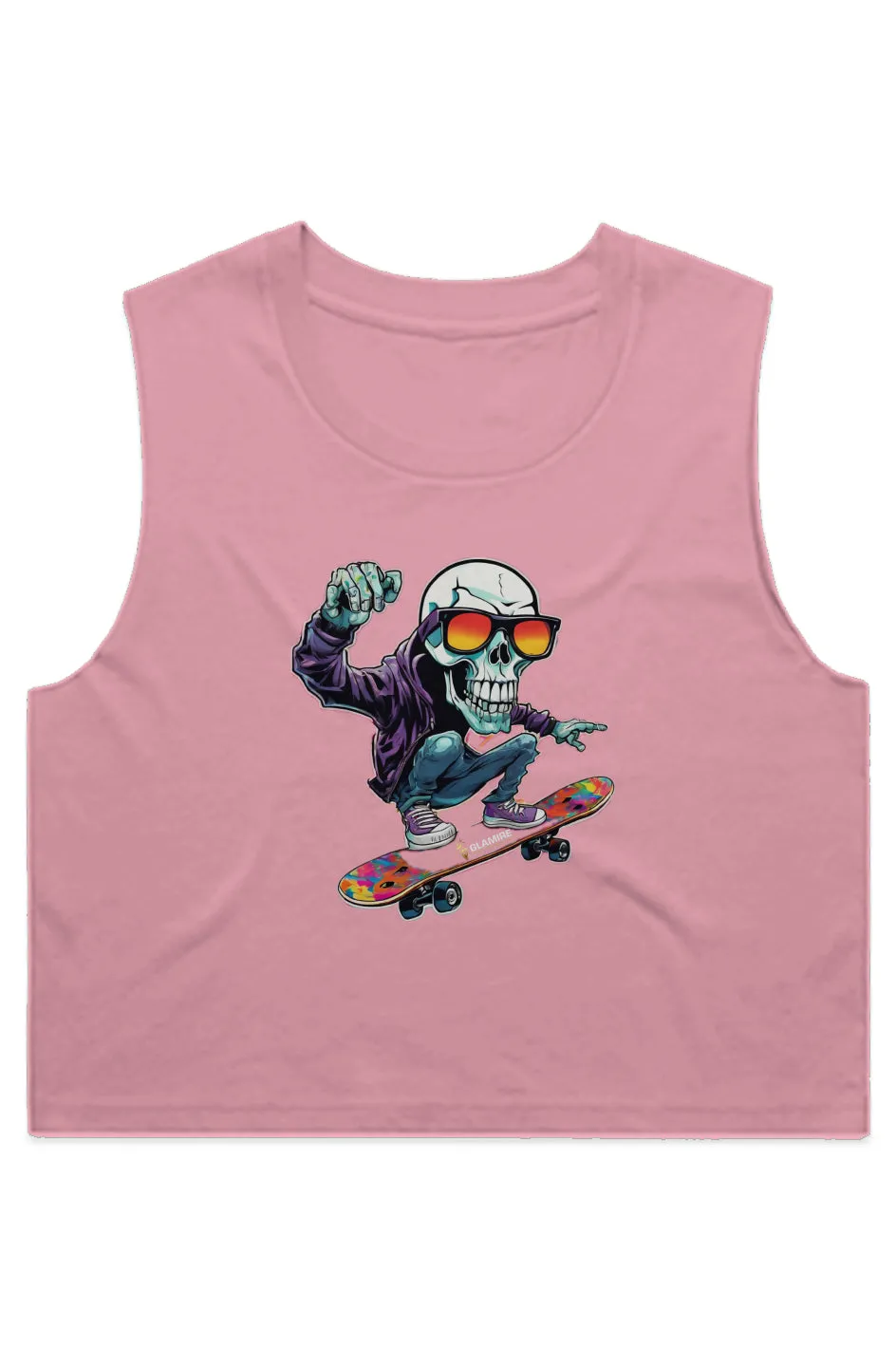 Glamire Women's Skater Skull Crop Tank