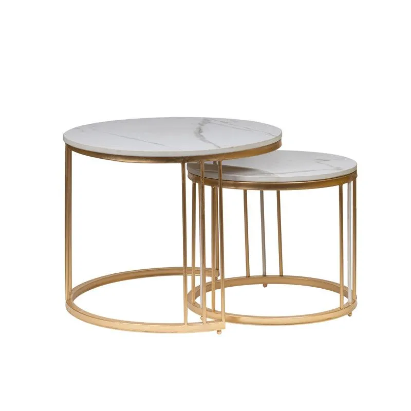 Golden And White Marble Table