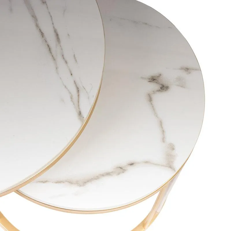 Golden And White Marble Table
