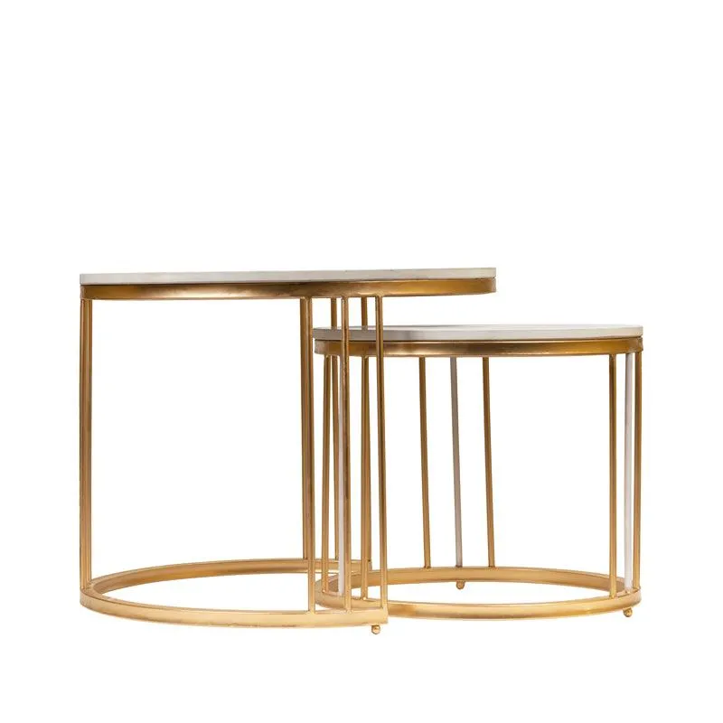Golden And White Marble Table