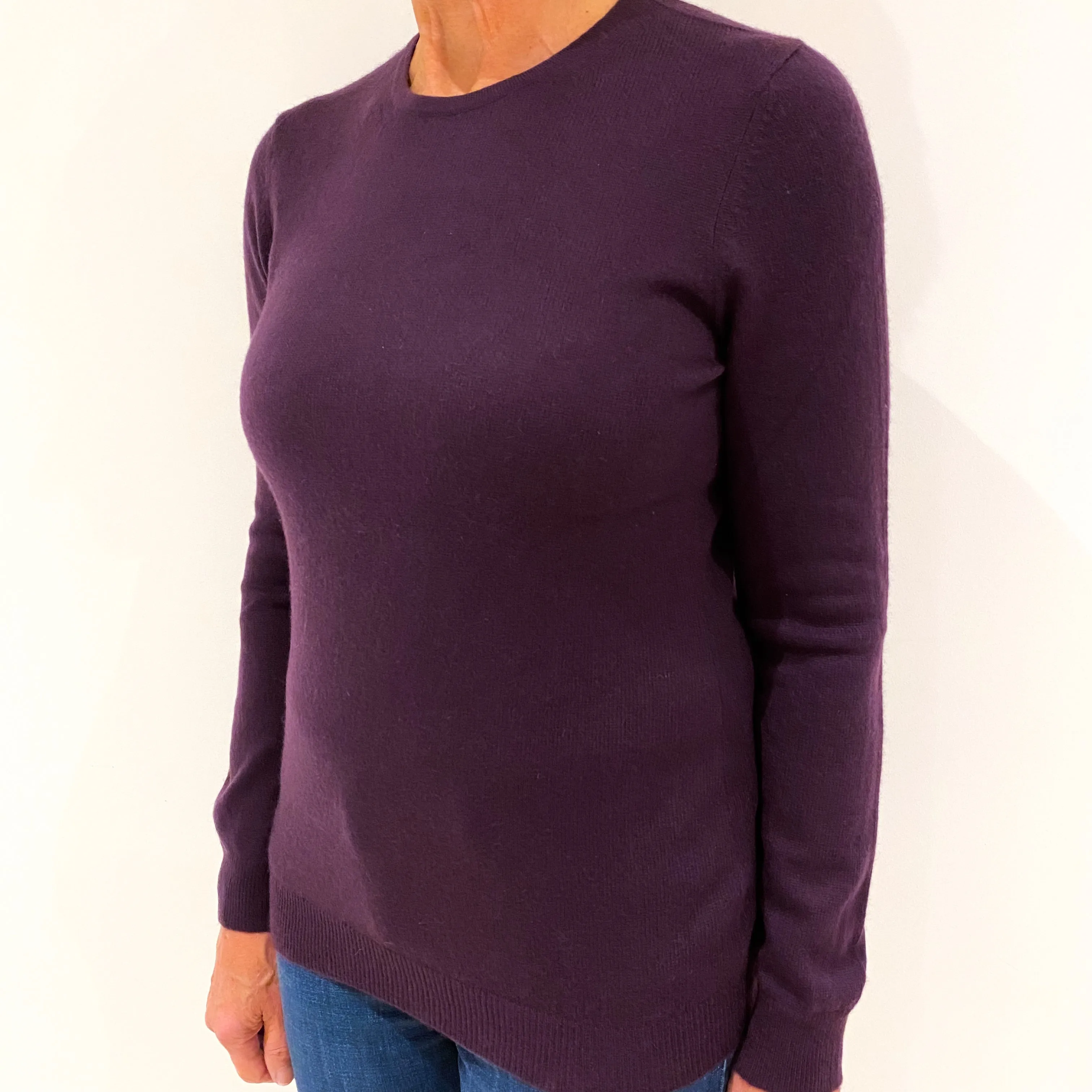 Grape Purple Cashmere Crew Neck Jumper Medium