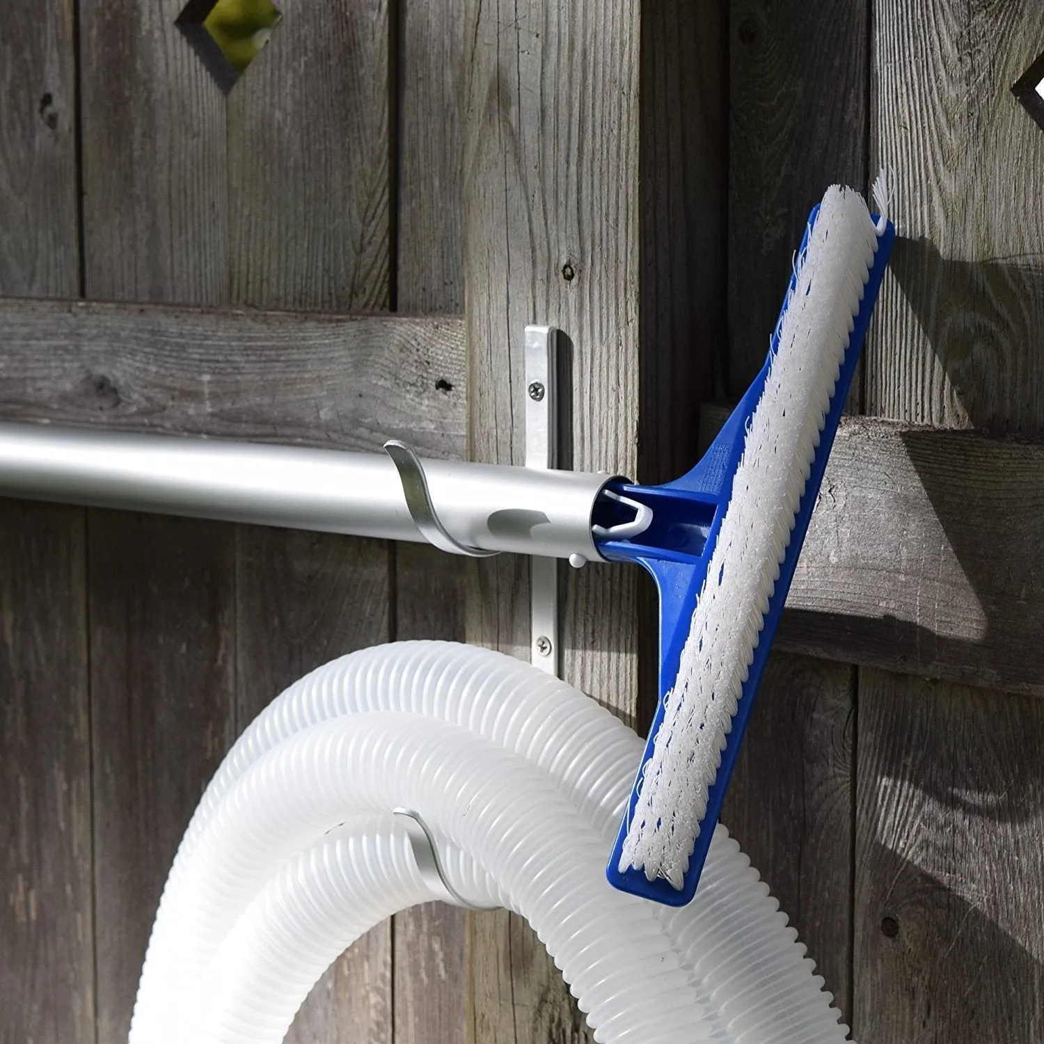 GrayBunny GB-6815C Swimming Pool Aluminum Pole Hanger Set, 4-Pack (8 Hooks), For Telescoping Poles, Leaf Rakes, Skimmers, Nets, Brushes, Vacuum hoses and More!