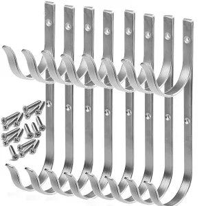 GrayBunny GB-6815C Swimming Pool Aluminum Pole Hanger Set, 4-Pack (8 Hooks), For Telescoping Poles, Leaf Rakes, Skimmers, Nets, Brushes, Vacuum hoses and More!