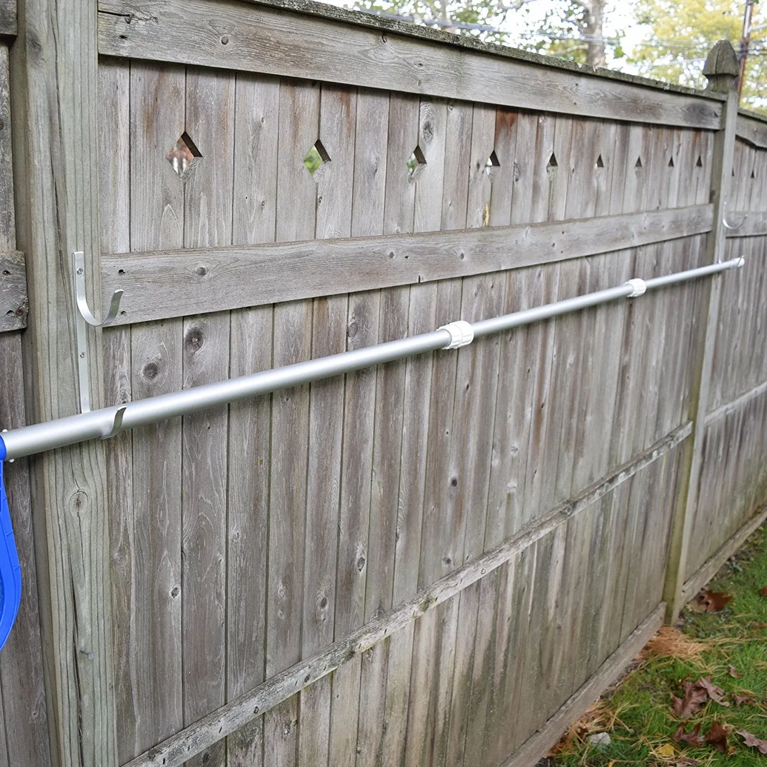GrayBunny GB-6815C Swimming Pool Aluminum Pole Hanger Set, 4-Pack (8 Hooks), For Telescoping Poles, Leaf Rakes, Skimmers, Nets, Brushes, Vacuum hoses and More!