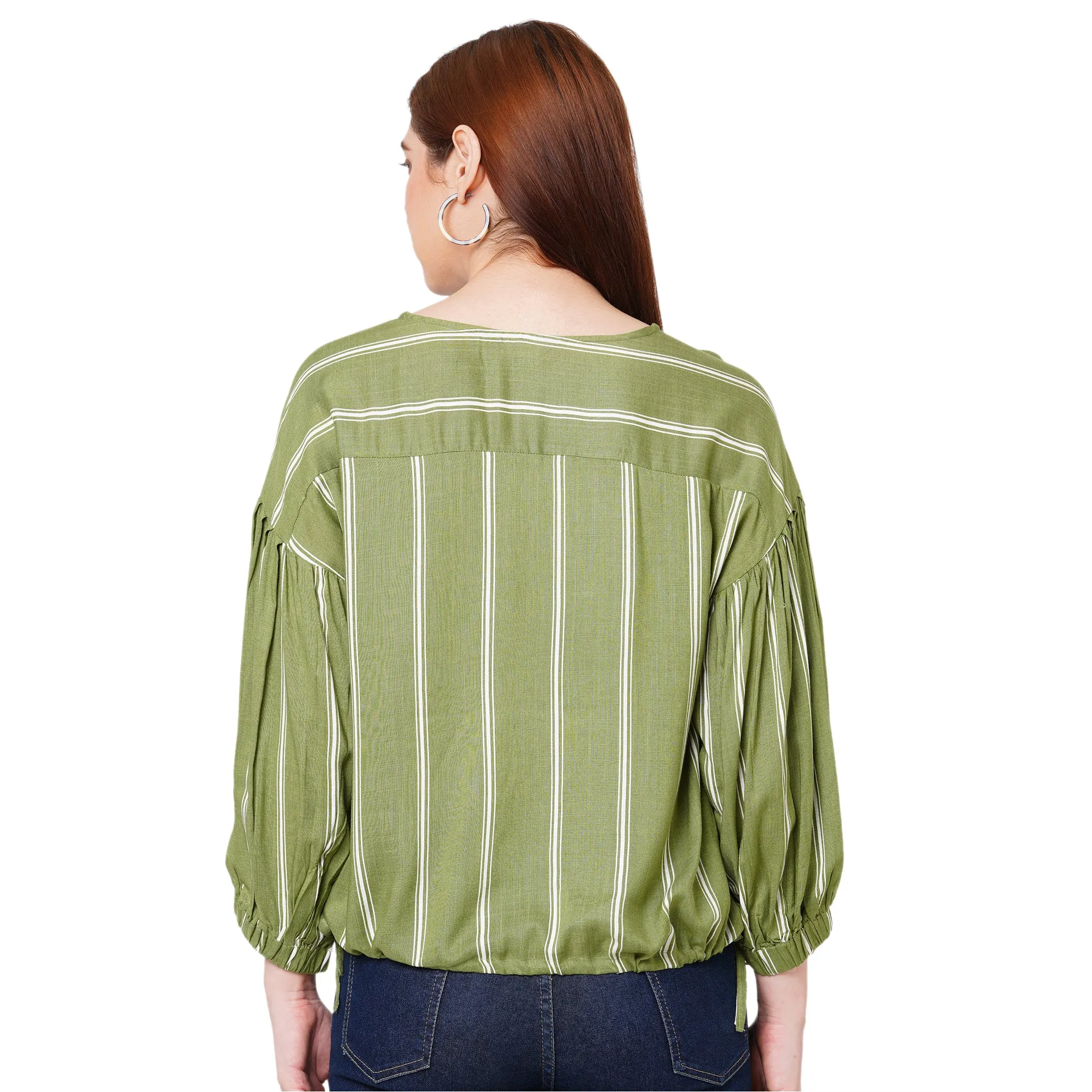Green Striped Top for Women