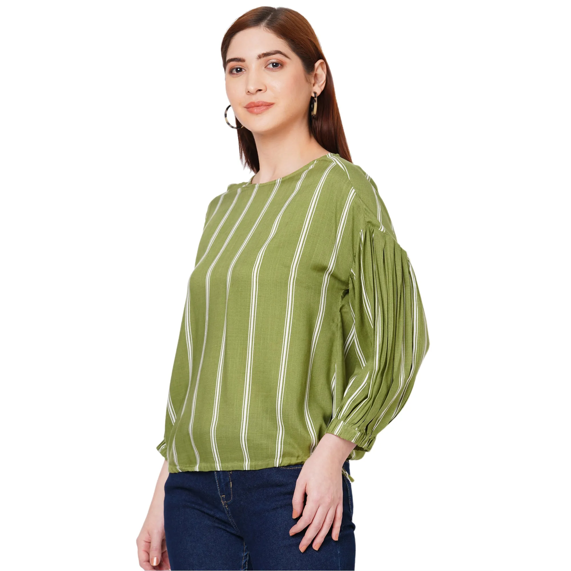 Green Striped Top for Women