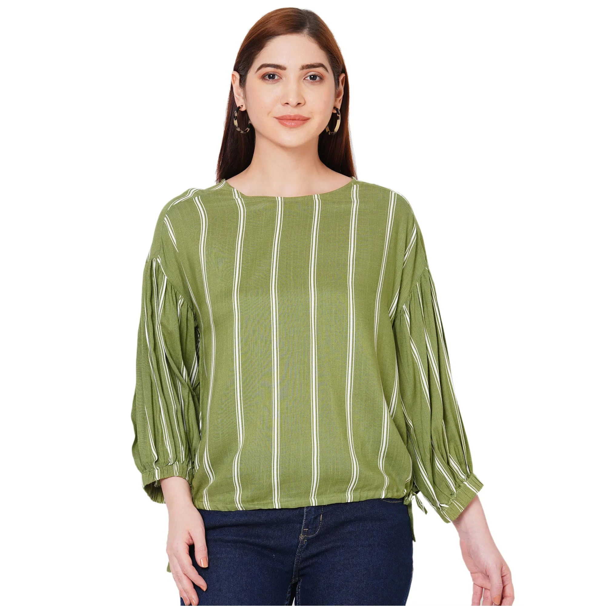 Green Striped Top for Women