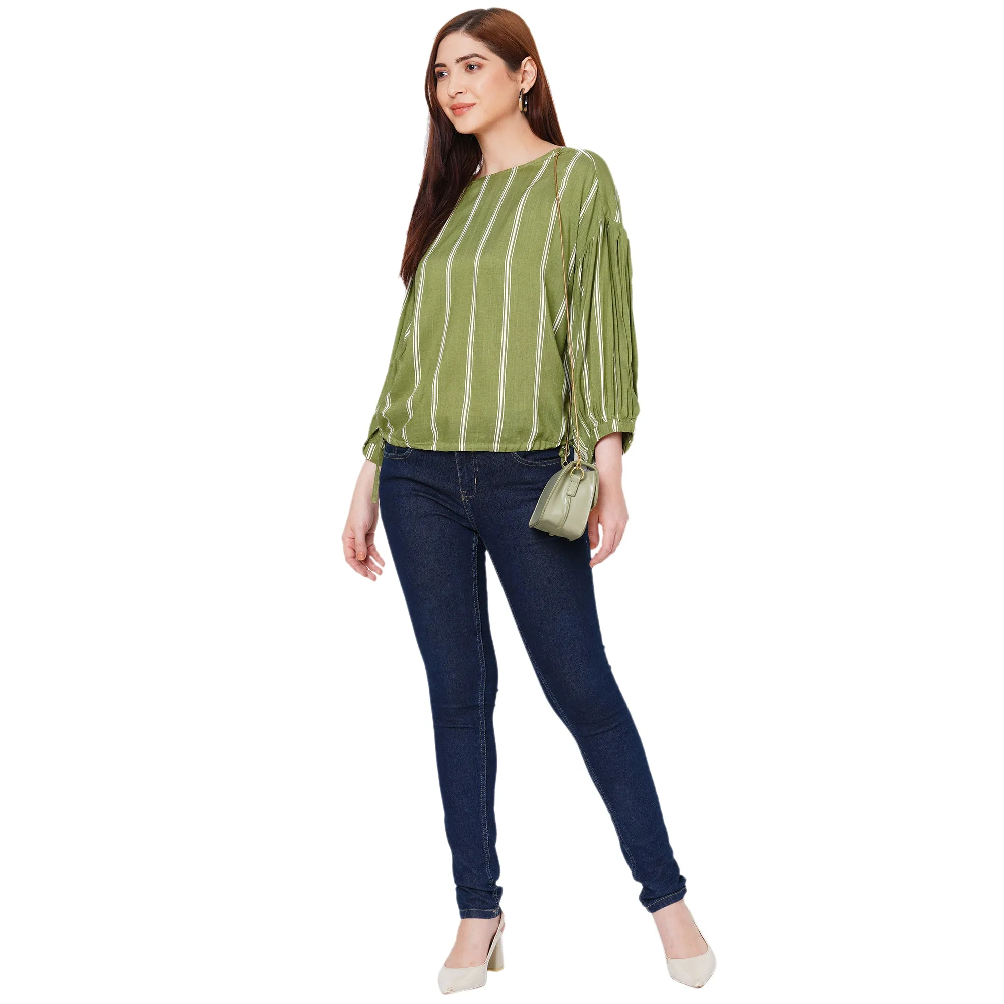 Green Striped Top for Women