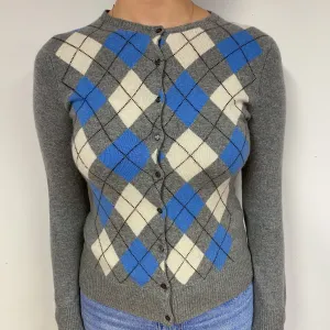 Grey Diamond Cashmere Crew Neck Cardigan Small