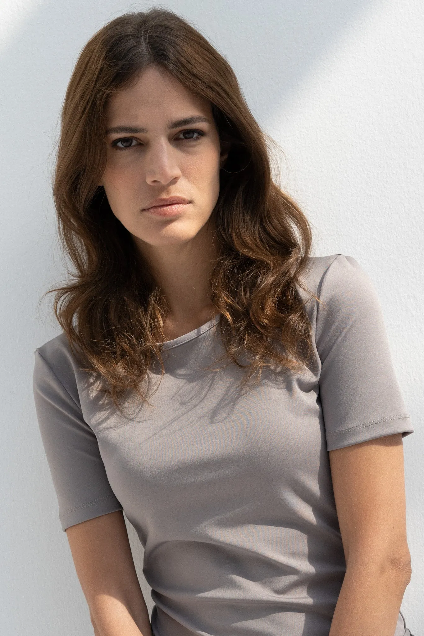 Grey Short Sleeves Top (Scuba)