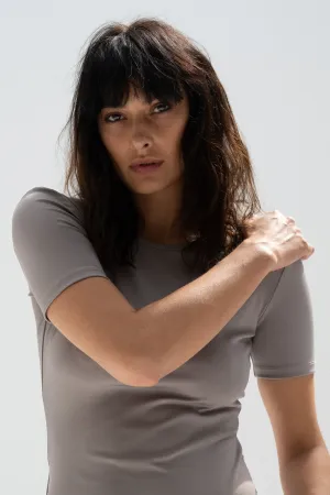 Grey Short Sleeves Top (Scuba)